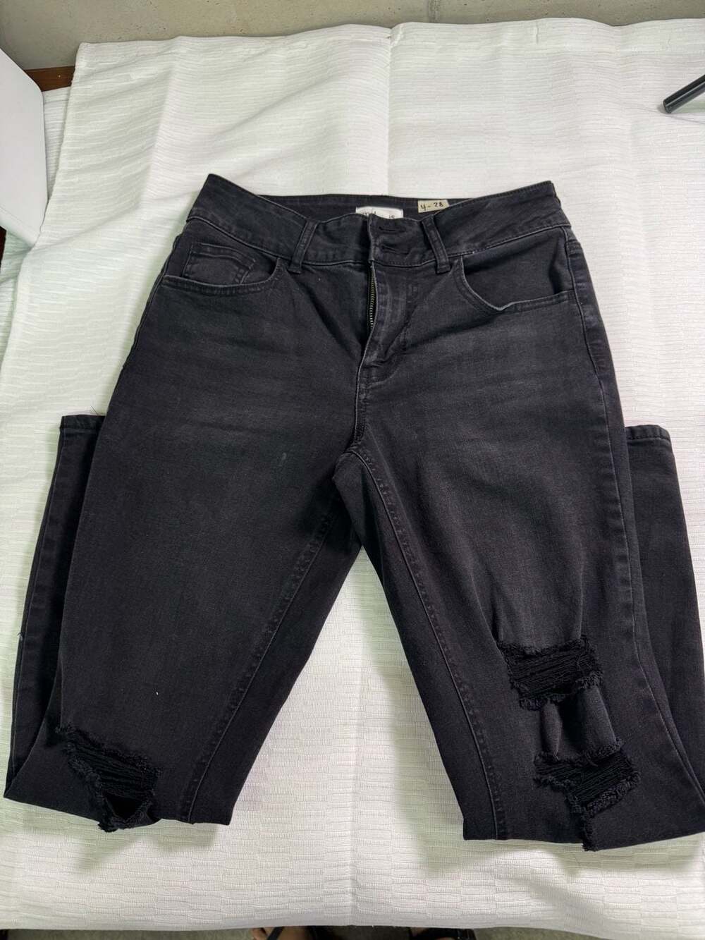 m jeans by maurices High Rise Jegging Ankle Distressed Black Jeans Size 4